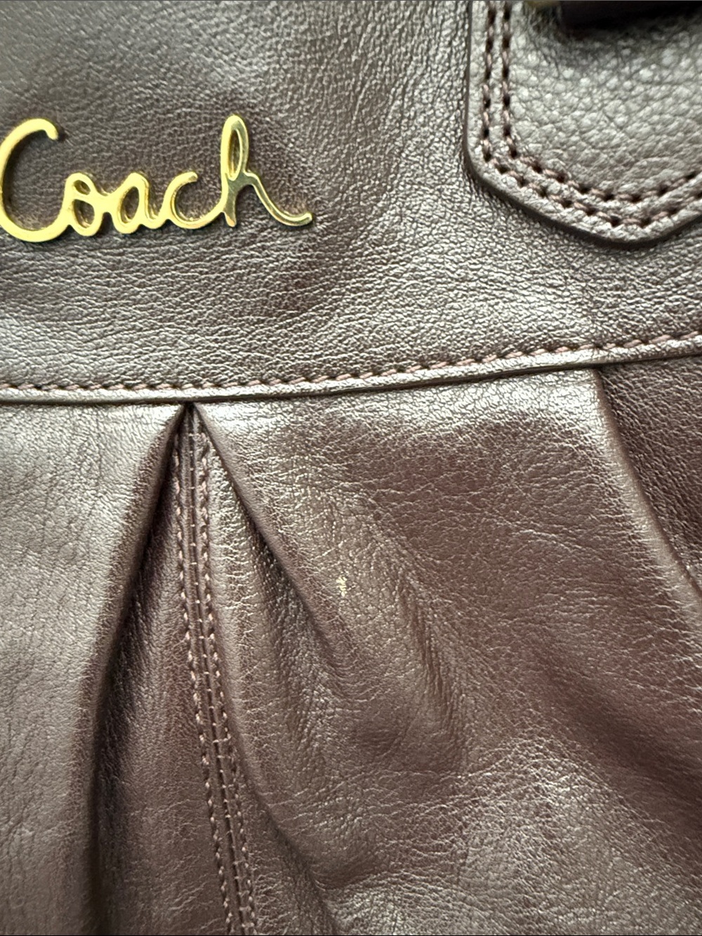 Coach Ashley Chocolate Brown Leather Shoulder Tote with Gold Hardware - Picture 13 of 15
